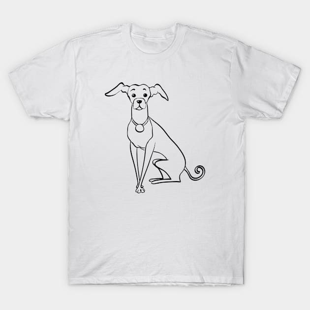 Sketch Funny dog Italian Greyhound T-Shirt by kavalenkava